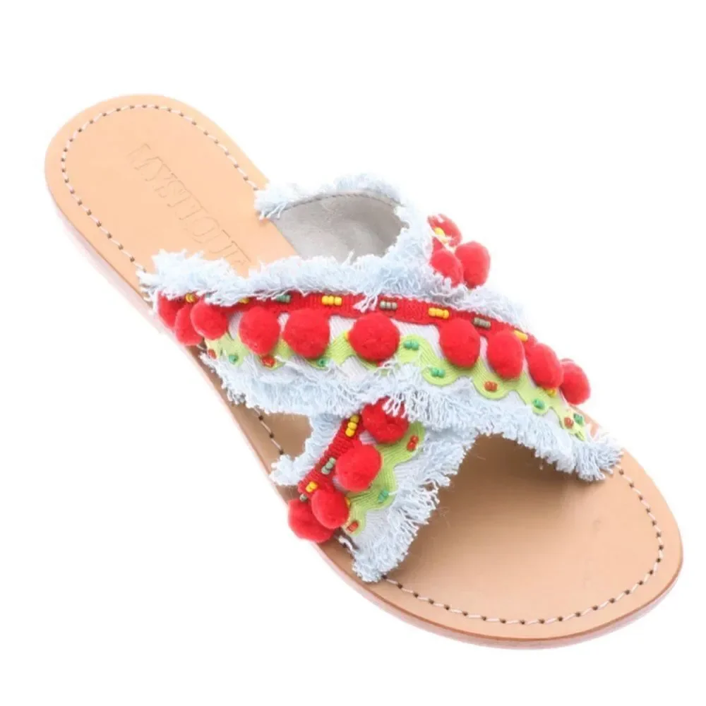 MYSTIOUE Bel Air Sandals In LIGHT DENIM Size 8/ Excellent
